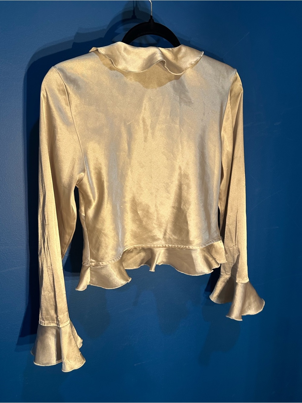 Cream Ruffle Tie-Front Blazer Jacket - Picture 2 of 3